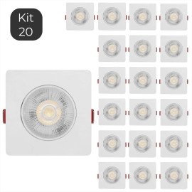 Kit 20 Spot Led 7w Direcionvel Quadrado 